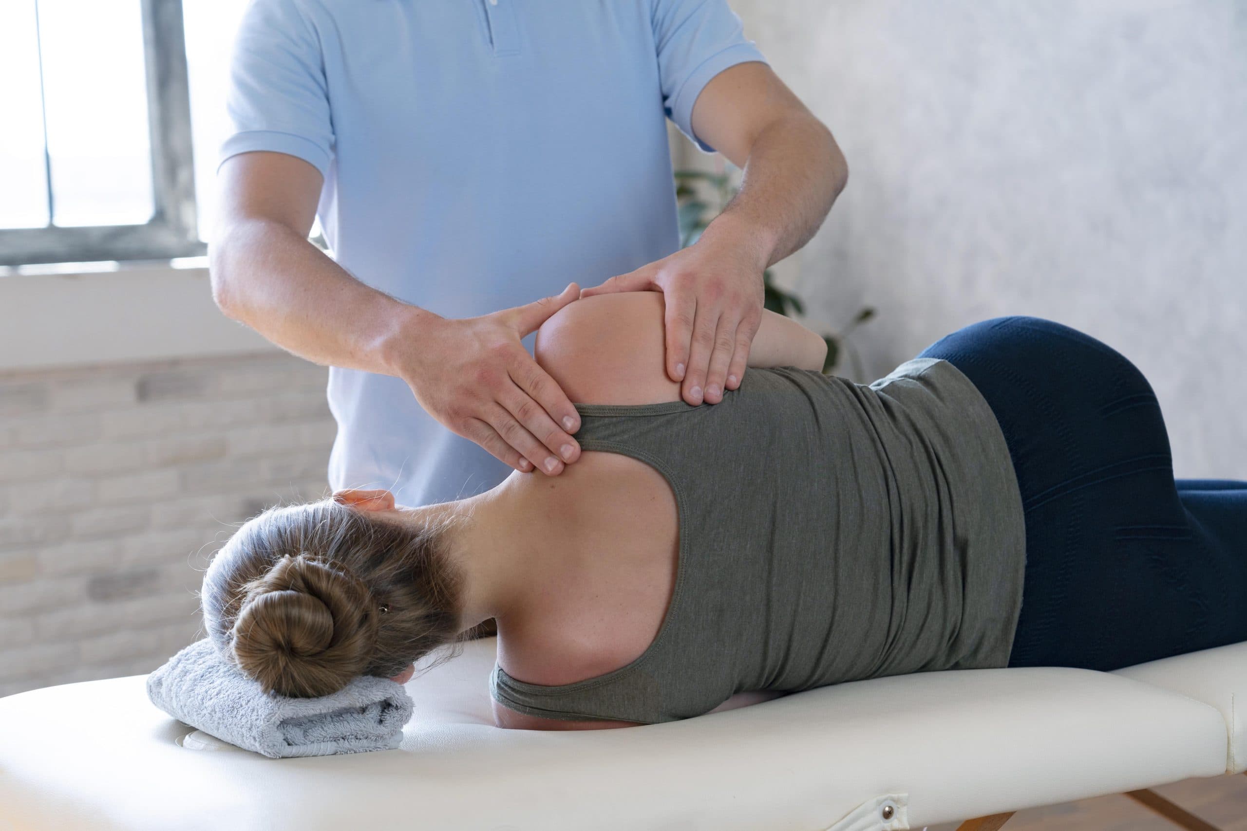 Patient receiving spinal decompression therapy in Fernley, NV